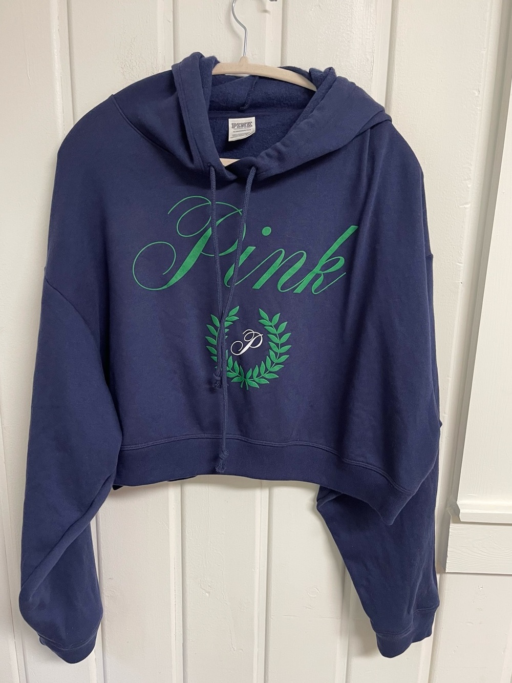 Victorias Secret Pink Navy/Green Cropped Hoodie